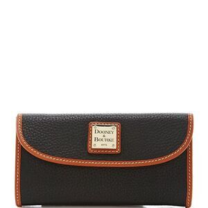 Dooney & Bourke Black Pebble Continental Leather Contrast Trim Wallet EUC